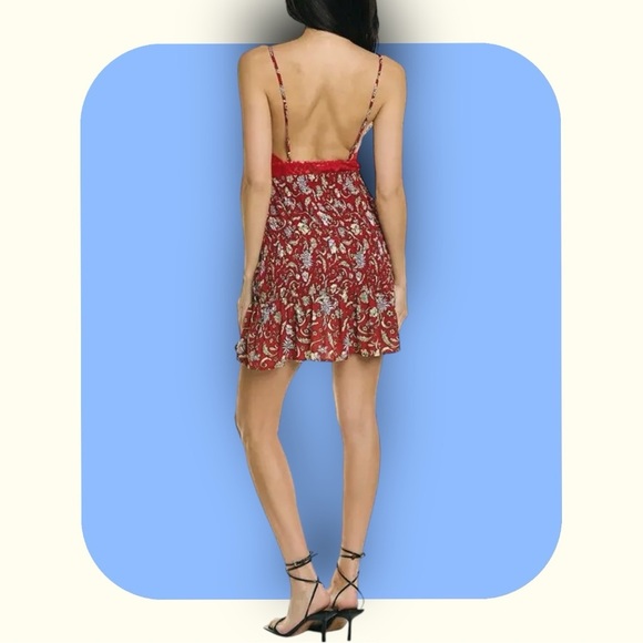 NWOT Free People Intimately ‘Last Night Mini Slip Dress’ in Red Size Small - Picture 3 of 16